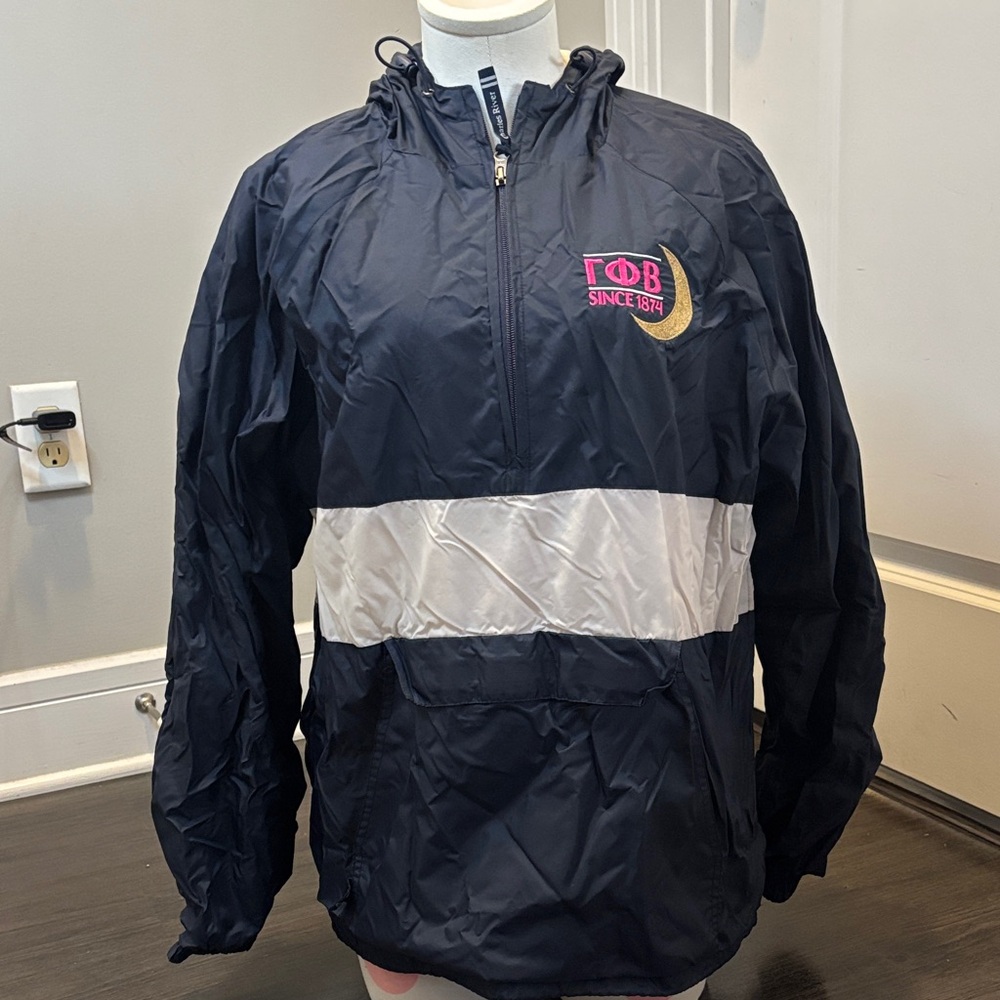 Gamma Phi Beta Navy and White Windbreaker Jacket